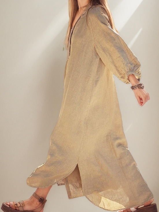 Banana Republic Dresses & Skirts - Banana Republic Flowing European Flax Linen Maxi Dress in Light Gold